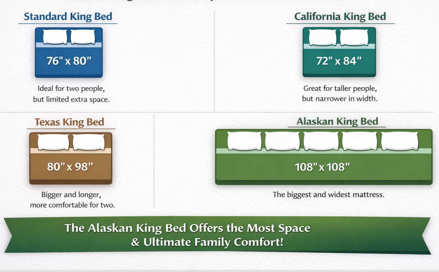 Alaskan King Bed Size Compared to Standard King and California King Mattress Dimensions